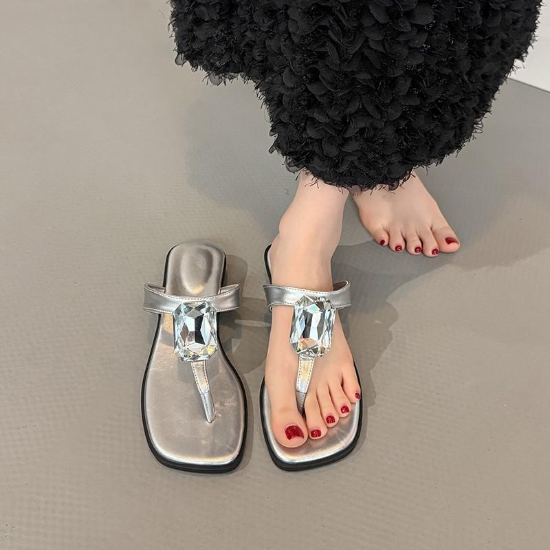 Fashion Women Wedges Sandals Elastic Ankle Strap Casual Beach Shoes Slingback Toe Post Bohemian Beaded Sandals Flip Flops Flats