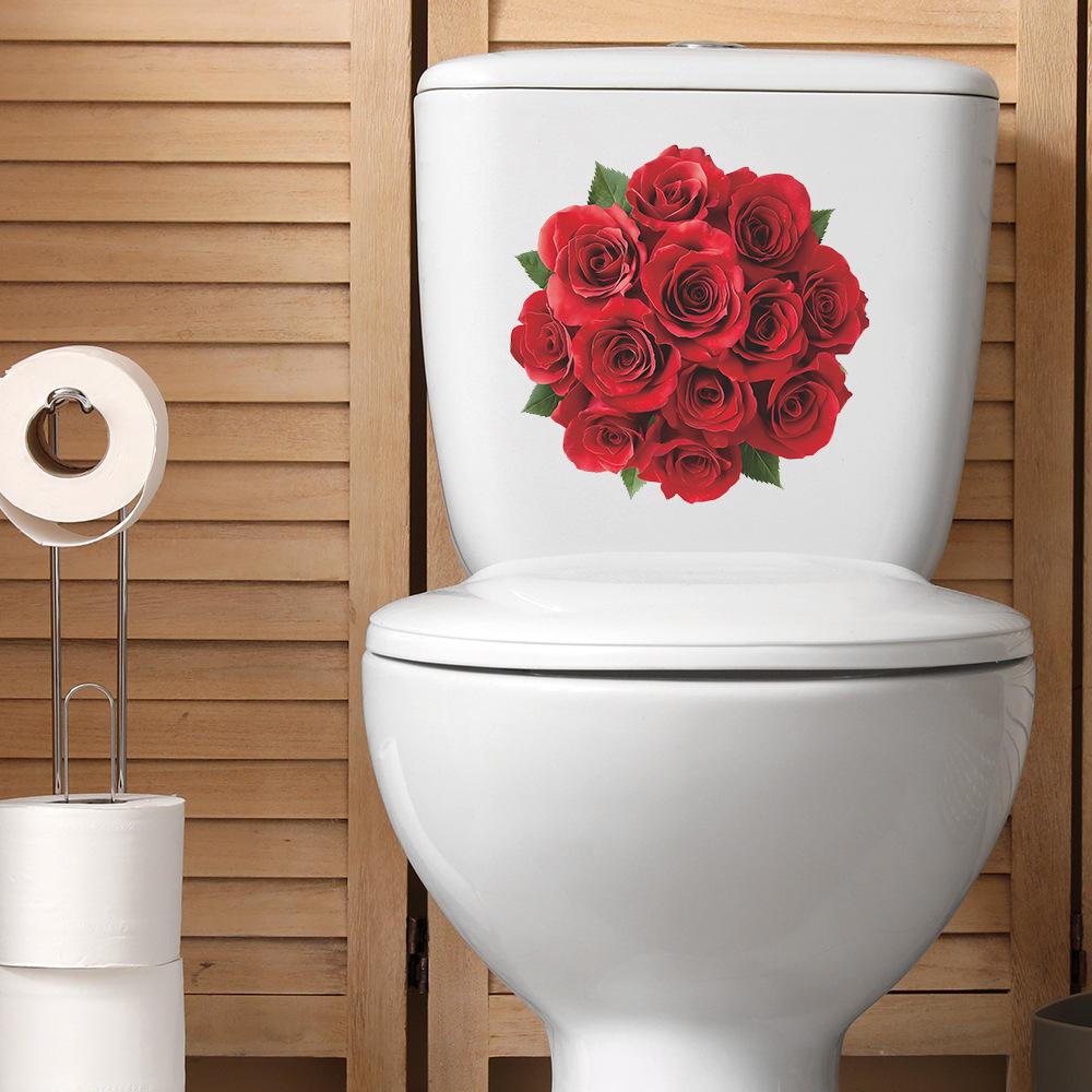 Painted Rose Bouquets Bathroom Decoration Beautification Wall Stickers