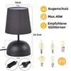 Lampe de table - NETTLIFE - Modèle standard - Noir - Métal - Abat-jour tissu