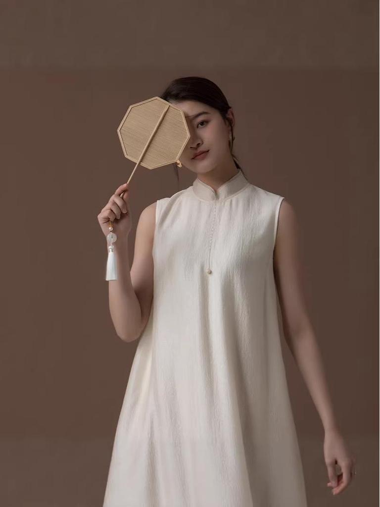 New Chinese Style Tencel Zen Retro Sleeveless Tea Dress for Spring-Summer