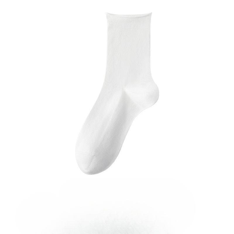 Pure Cotton Socks - Children's Summer Lightweight Rolled-edge Unlined Postpartum Socks - 100% Cotton Anti-odor Mid-calf Women's Socks