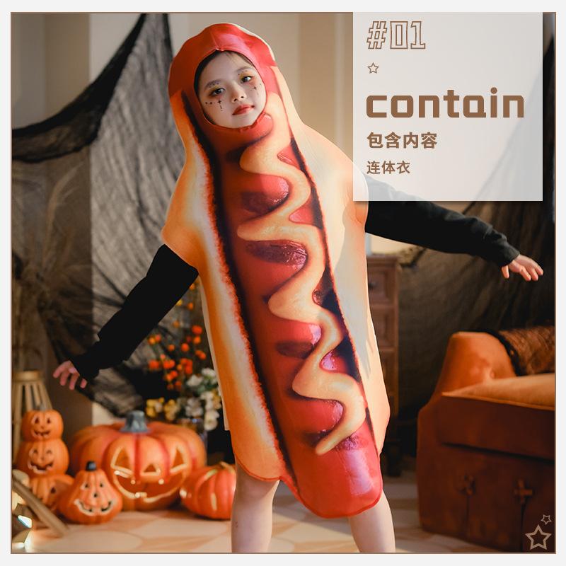 Halloween Kids Funny Food Hot Dog Costume Creative Party Fun Stage Cartoon Performance Costume