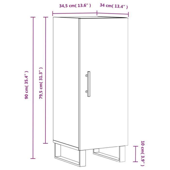 VidaXL Buffet Gris béton 34,5x34x90 cm Bois d'ingénierie 828568