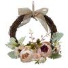 Artificial Peony Wreath Beautiful Elegant Lifelike Decorative Flower Wreath for Front Door Fireplace