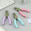 Round Handheld Lever-Action Hole Puncher, Rubber-Coated Grip, Labor-Saving Manual Punch Pliers, Student Stationery.
