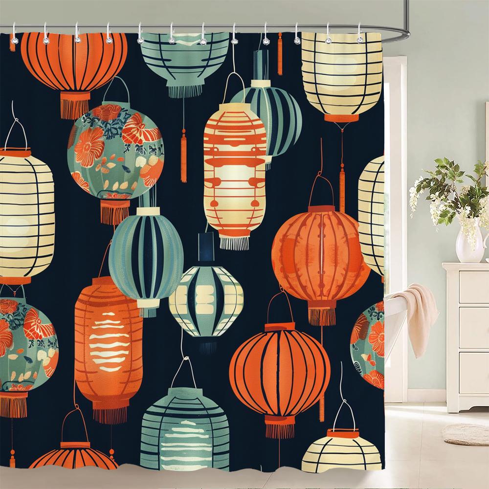 

1 Pack Japanese Style Polyester Shower Curtain Waterproof Cloth Bathroom Partition Curtain With Hooks Home Decorative Curtain W60H190(CM)-1 Pcs
