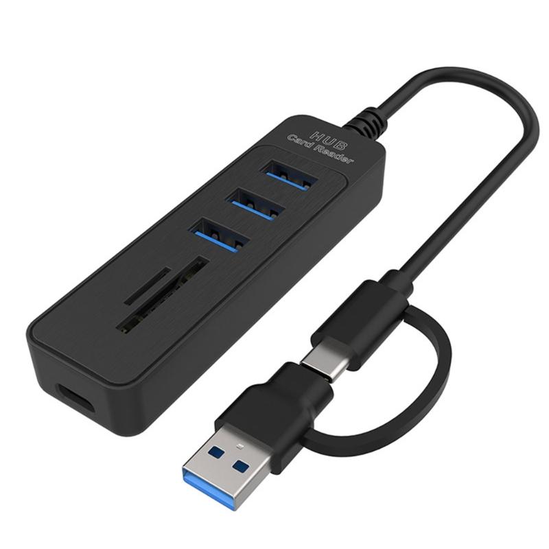 Multiple Port USB3.0 Hubs Featuring SDTF Card Slots 2 USB2.0 Port Data Transfer Adapters For Computer Tablets