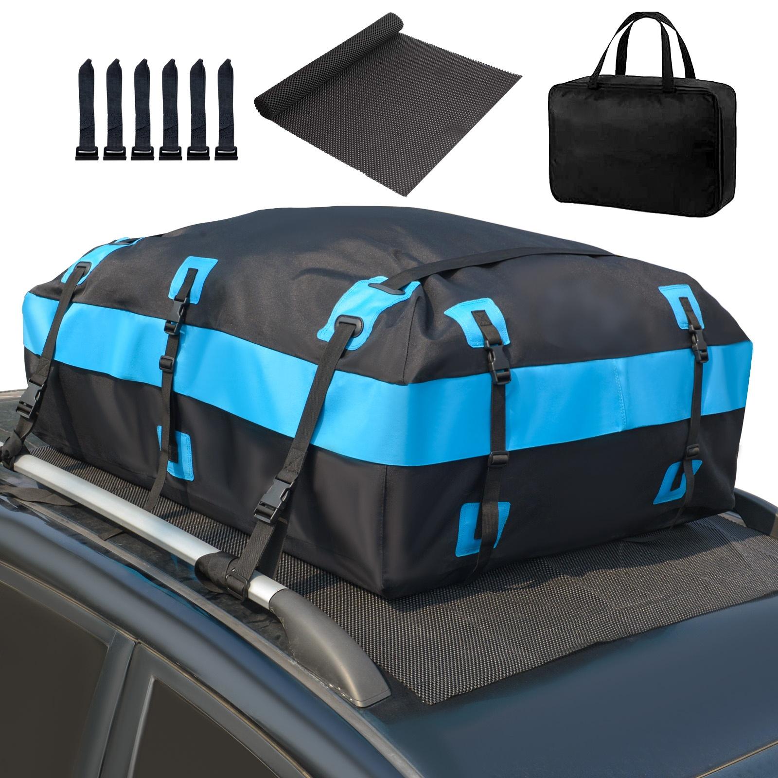 

566L Waterproof Rooftop Bag Cargo Carrier with Anti-Slip Mat 6 Door Hooks Zipper Buckle Closure Universal Extra Strap Car Bag