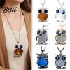 Kristall-Tier Schmuck Eulen Anhänger Halskette für Damen Lange Blaue Pullover Holiday Party Accessoire Kette Mode Legierung Tägliches Tragen & Dekoration