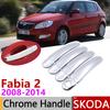 For Skoda Fabia 2 MK2 5J Hatch Wagon Comib 2008~2014 Chrome Door Handle Cover Car Accessories Stickers Trim Set 2010 2011 2013