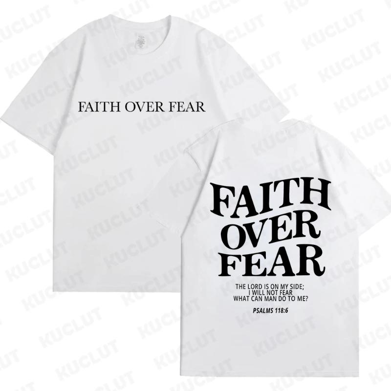 Πίστη Πάνω από Φόβο Χριστιανικά Γυναικεία T-shirts Χριστιανικά Ρούχα Μόδα Ιησούς Μοντέρνα T-shirts Στίχος Βίβλου Αθλητικά Ρούχα Αισθητικά Ρούχα