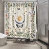 VIKAMA Celestial And Botanical Pattern Shower Curtain - Sun, Moon, Butterfly, And Floral Design, Vintage-Style Bathroom Decor