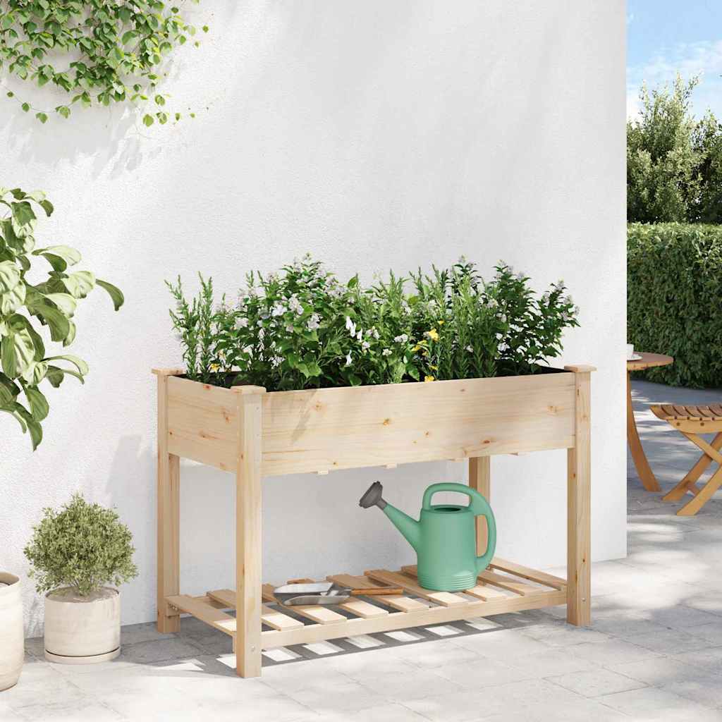 Garden Planter with Shelf Beige 115 x 59 x 76.5 cm