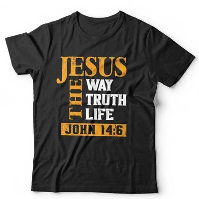 Religieus T-shirt Jezus De Weg De Waarheid Het Leven Unisex en Kinderen Johannes 14:6 Bijbel