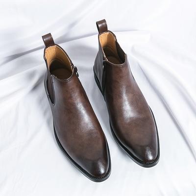 Casual Leather Men's Chelsea Boots Brand Designer Dress Boots Fashion Casual Business Ankle Boots Leisure Walk Slip On Footwear