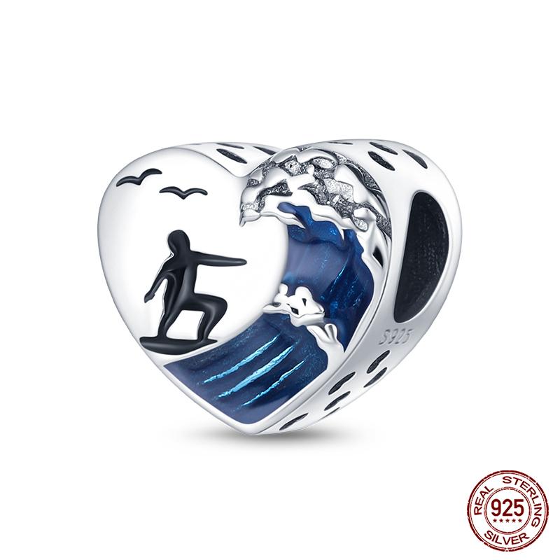 100% Real Prata-Banhado Ocean Series Tartaruga Caranguejo Sereia Charms Contas Fit Original Diy Pulseiras Bangles Jóias Presentes