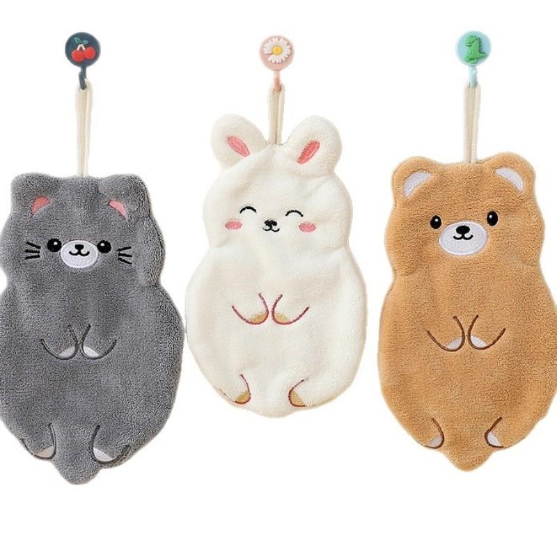 Adorable Hand Towels Hanging Cloth Animal Shaped Double Layered Thick Odor Resistant Non Shedding Ideal For Southeast  Asian Bathrooms