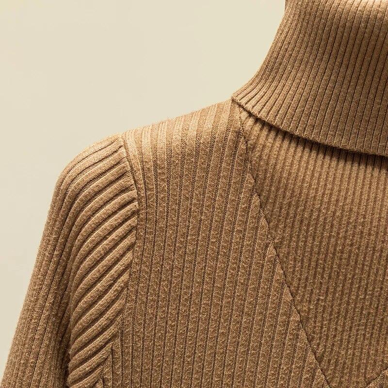 Autunno spesso dolcevita maglione morbido moda casual lavorato a maglia manica lunga fondo pullover donna maglione vintage top elegante 28748