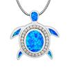 Aobao New Ocean Series Blue Opal Turtle Necklace, Turtle Pendant Sweater Chain, Opal Necklace