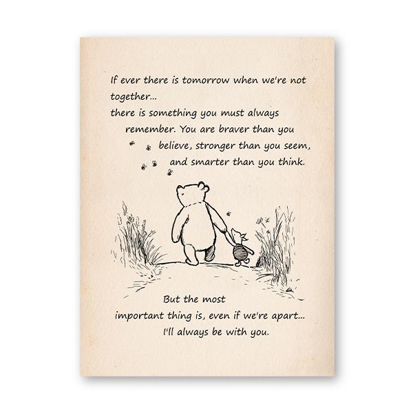 Poster Prints Nursery Decor If Ever There is Tomorrow Cartoon Art Canvas Painting for Kids Room Winnie the Pooh Quote Vintage