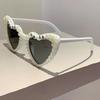 Heart Shaped Sunglasses with Pearls Women  New in Stylish Vintage Shades for Wedding Trendy Cute Party Sun Glasses