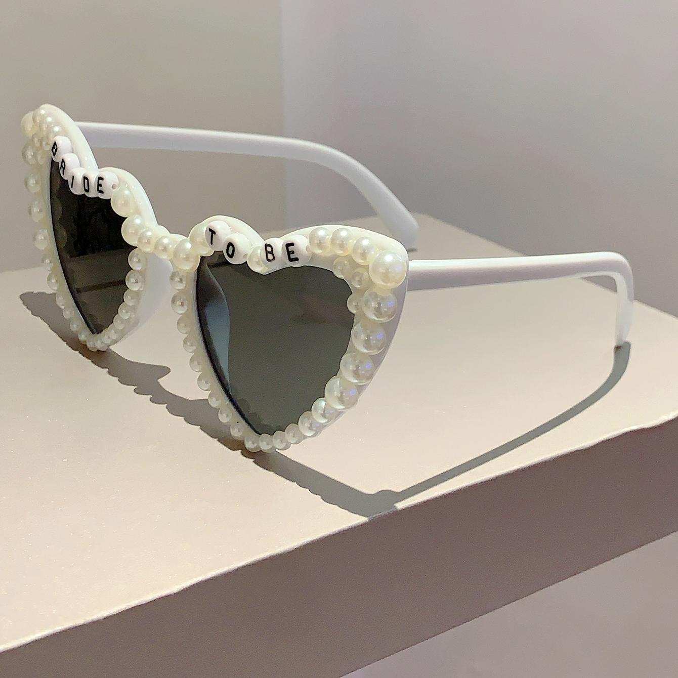 

Солнцезащитные очки в форме сердца с жемчугом Женские Новые Стильные Винтажные Оттенки для Свадьбы Модные Милые Вечерние Солнцезащитные очки