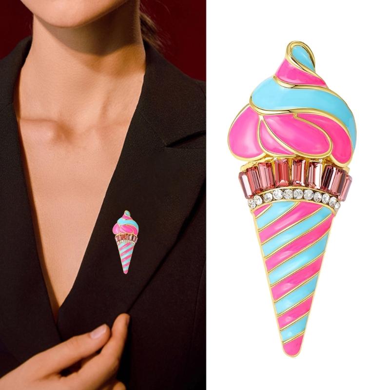 Multipurpose Fun Sophisticated Ice Cream Brooch Elegant Designs Portable Fashion Accessory for Performers Daily Outfit
