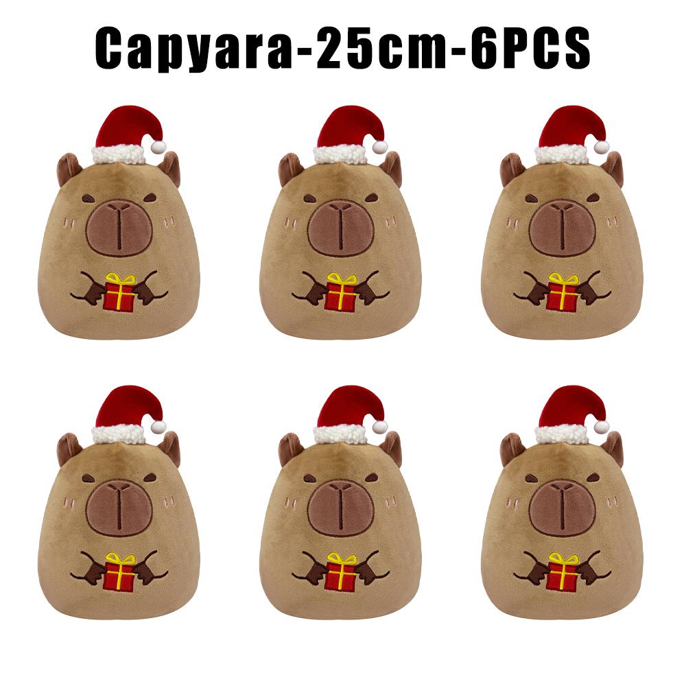 1/3/6PCS Santa Snowman Reindeer Plush Pillow Toys Capybara Stuffed Animal Christmas Home Decor Gifts