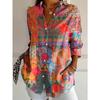 Ladies Plus Size Vintage Design Floral Print Long Sleeve-Casual Button Down Shirt Casual Shirt Daily Home