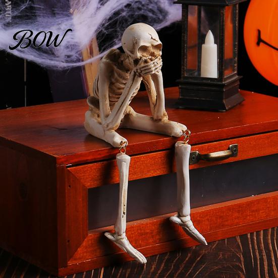 Spooky Halloween Party Supplies Skeleton Statue, See Speak Hear No Evil Figurines, Unique Statue Collectible Skull Decoration for Indoor Mantel Table