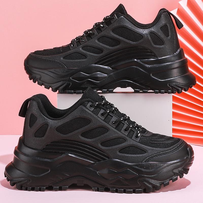 Women Fashion Lace-up Running Shoes Breathable Outdoor Training Hiking Sneakers Female Non-slip Height Increased Walking Shoes Plus