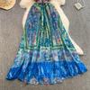 Summer Women Sexy Halter Open Back Print Long Maxi Holiday Beach Dresses