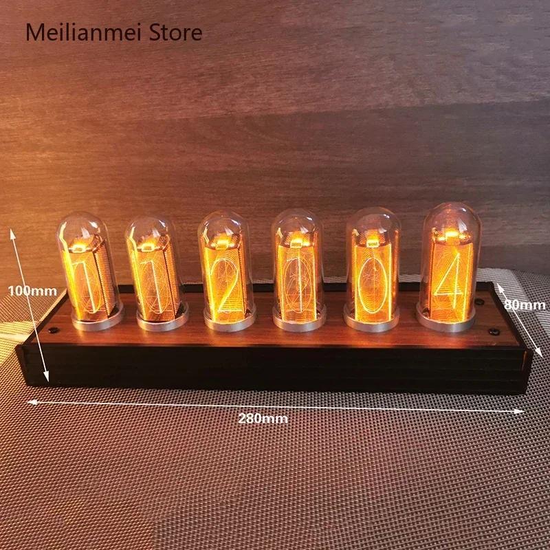 LED Glow Nixie Tube Clock Metal Wood Table Clock Silent Vintage RGB Digital Watch Alarm Electronic Desktop Clocks Gift Ideas