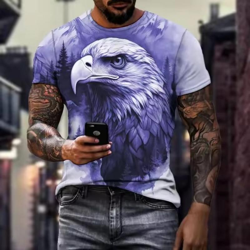 Bequemes T-Shirt für Herren in Übergröße mit 3D-Grafikdruck und lebendiger Schlangenmotiv, Rundhalsausschnitt, kurzärmlig, für den Alltag und als tolles Geschenk