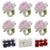 6pcs Artificial Rose Flower Towel Buckle with Rope Table Decoration Napkin Ring  Valentine's Day