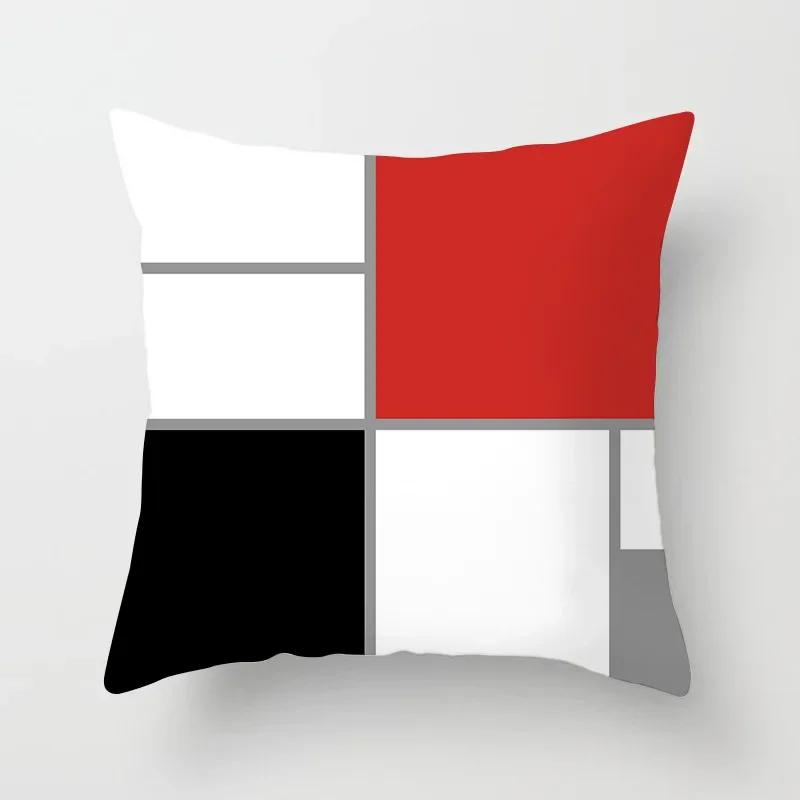 Housse de coussin géométrique rougeHousse d'oreiller Décoration Canapé Polyester Maison