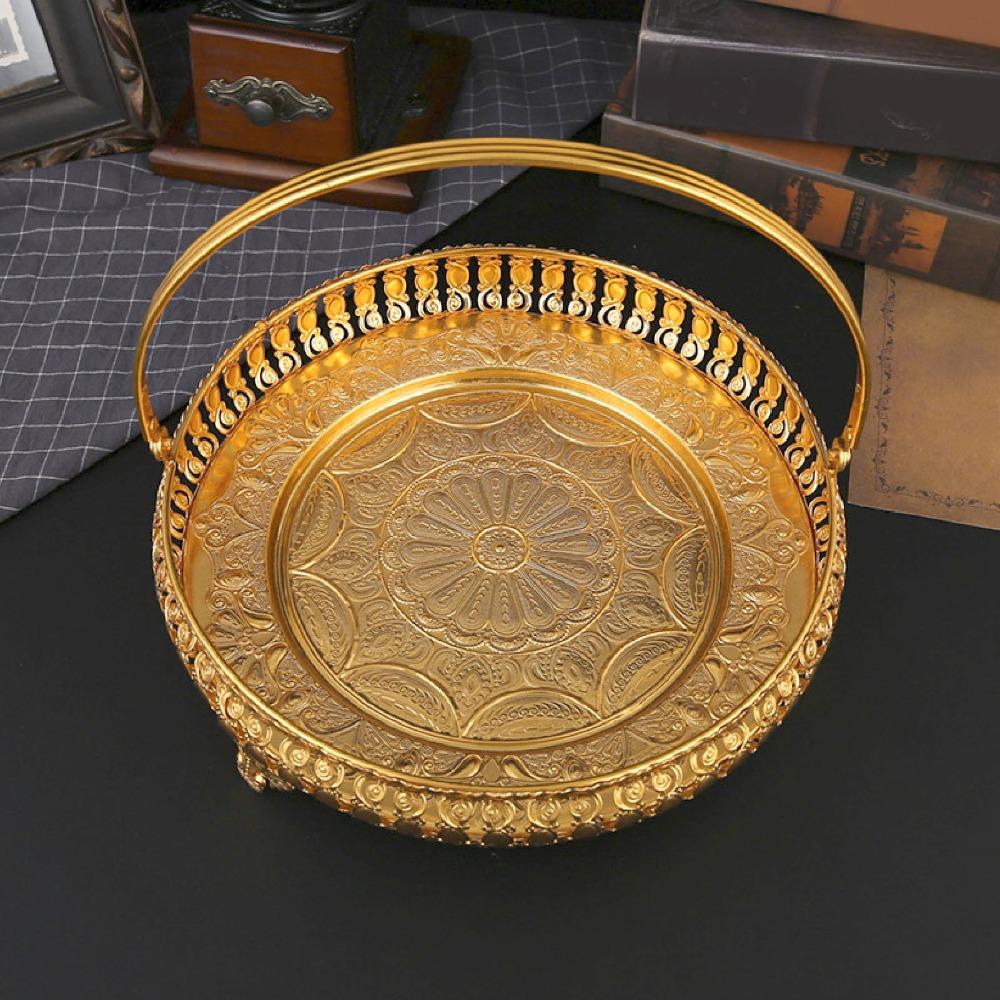 With Handle Dessert Plate Alloy Serving Tray Platters Fruit Tray For Party