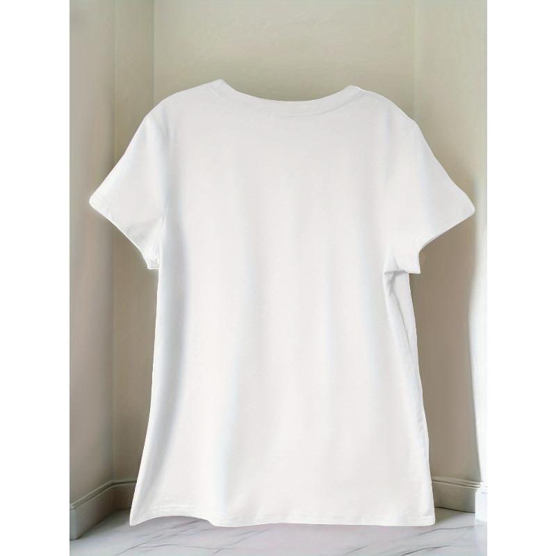 European Size Cartoon Bear Printed T-shirt, Women's Casual, Vacation, Short-sleeved Round Neck, Spring and Summer, New Women's Clothing,