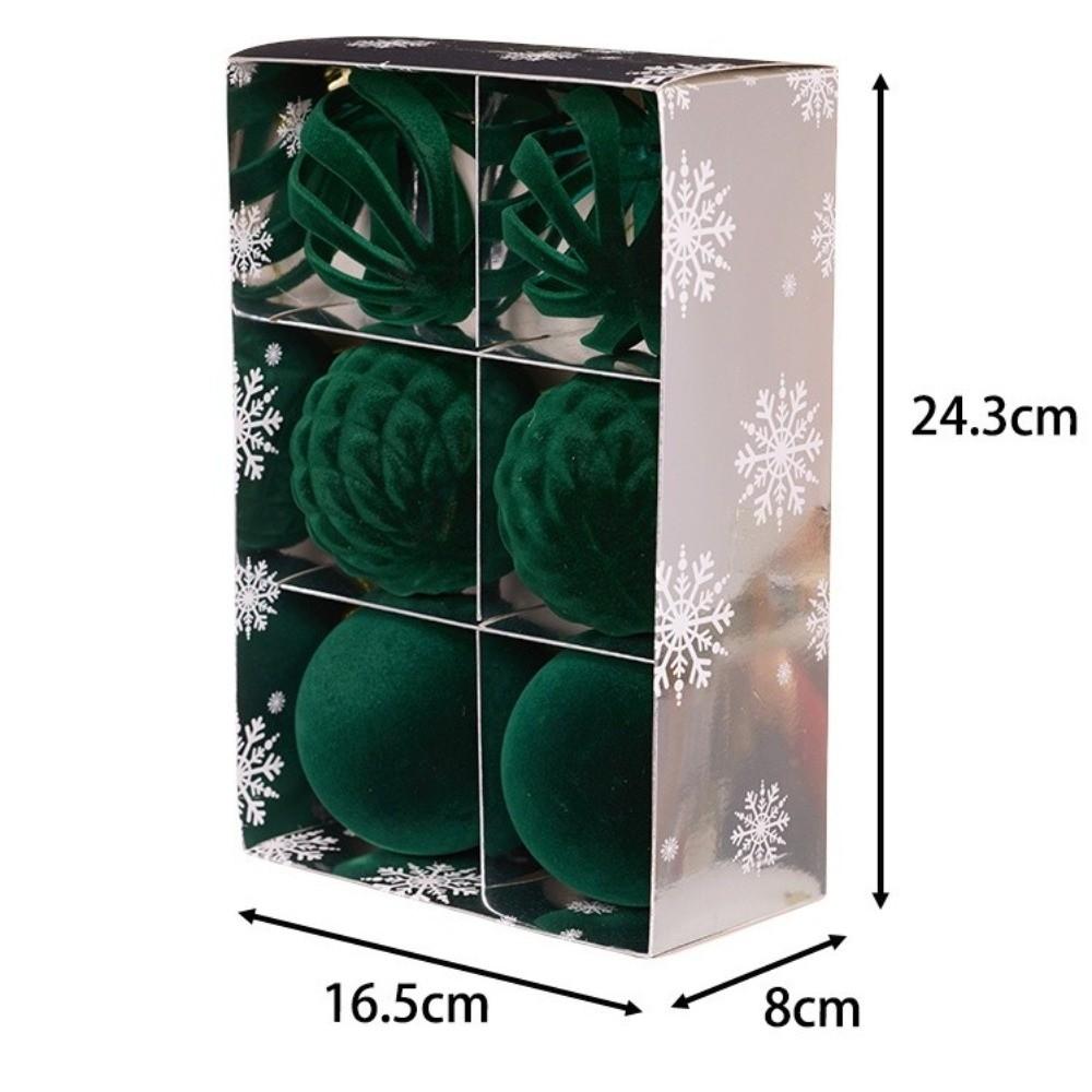 6Pcs/Box New 8CM Velvet Christmas Hanging Balls DIY Plastic Christmas Flocked Ball Set Christmas Tree Ornament Wedding Party