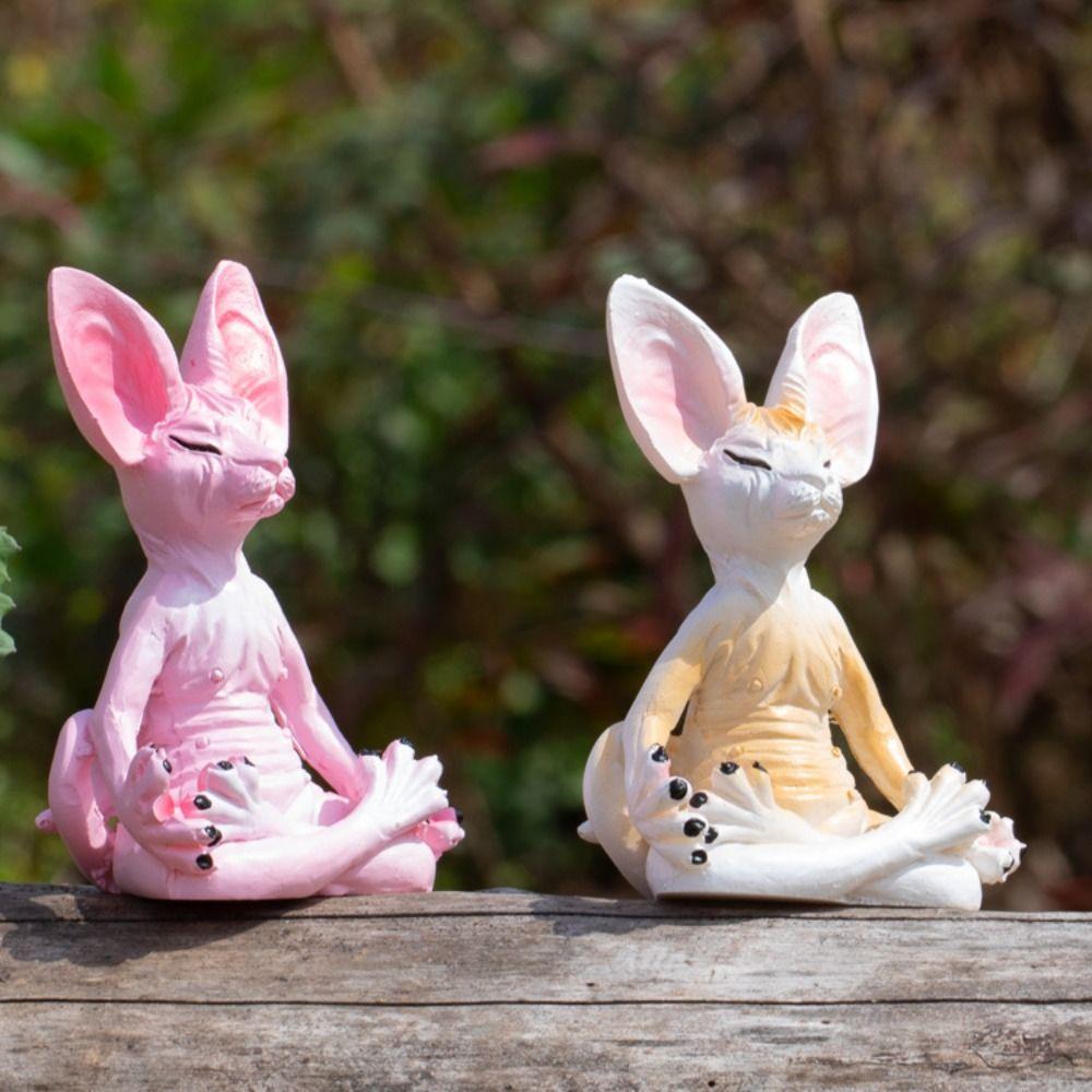 

Resin Sphinx Cat Animal Model Figure Hairless Cat Meditation Yoga Lucky Cat Decor Car Accessories style F