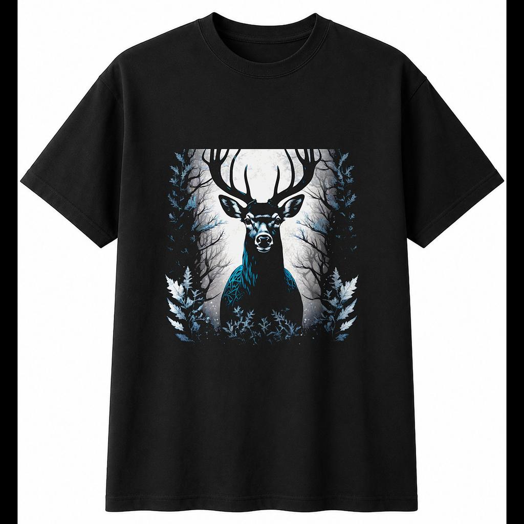 Fallow Deer in the Frost Botanical Mens T-Shirt Wildlife Animal Nature Novelty