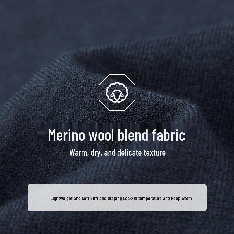 EMZ Erdos Men's Ultralight Antibacterial Wool Blend Short Sleeve Round Neck Sweater