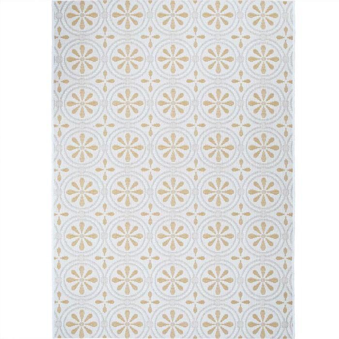 Tapis extérieur intérieur moderne jaune et beige 160x230