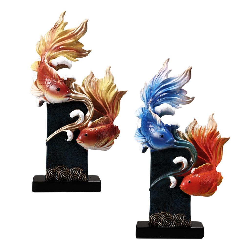 Feng Shui Carp Statue Desktop Ornament Figurine Creative Chinese Feng Shui Fish Resin Fish Statue for Bookcase Shop Cabinet