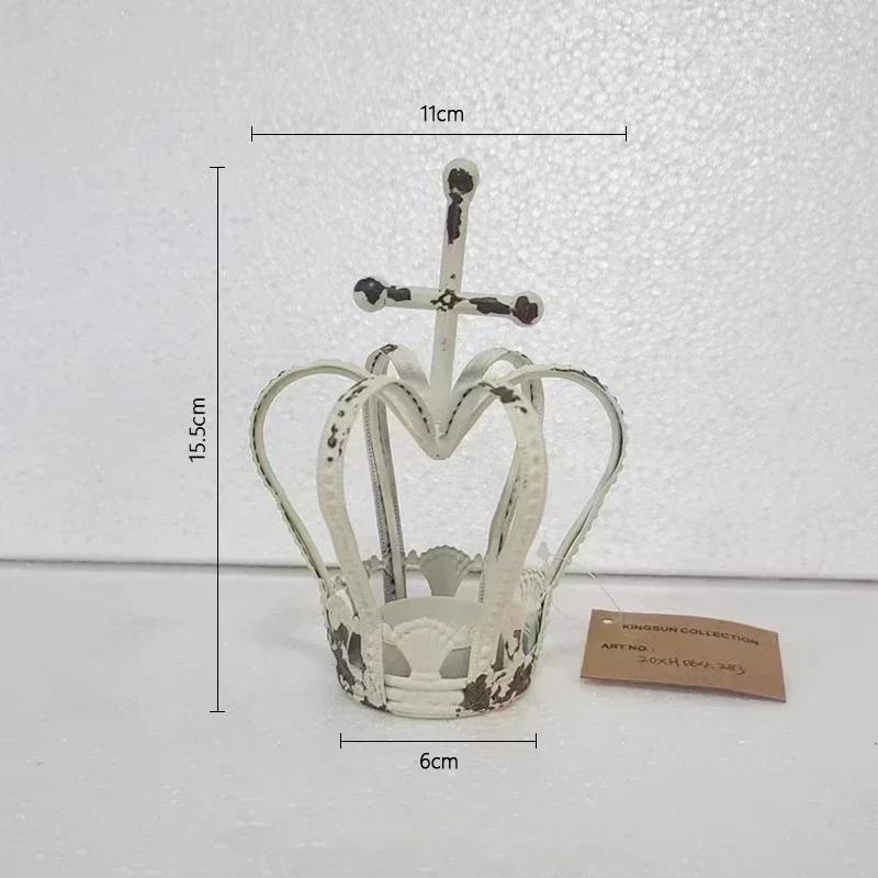 

Ironwork Candlestick Crown Art Home Furnishings Garden Courtyard Decorative Ornaments Crown Rust Retro Style Candle Holders