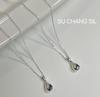 Su Chuang S925 Sterling Silver Water Drop Pendant Necklace for Girls - Niche Design, Korean Clavicle Chain, Cold Aesthetic.