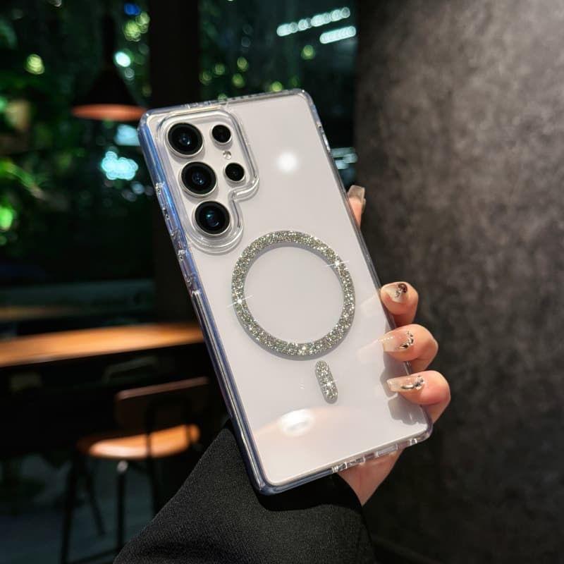 Suitable for Samsung S25ultra Magnetic Suction Phone Case Simple Transparent Ultra Thin High End Feel S24plus Personality S25 Hard