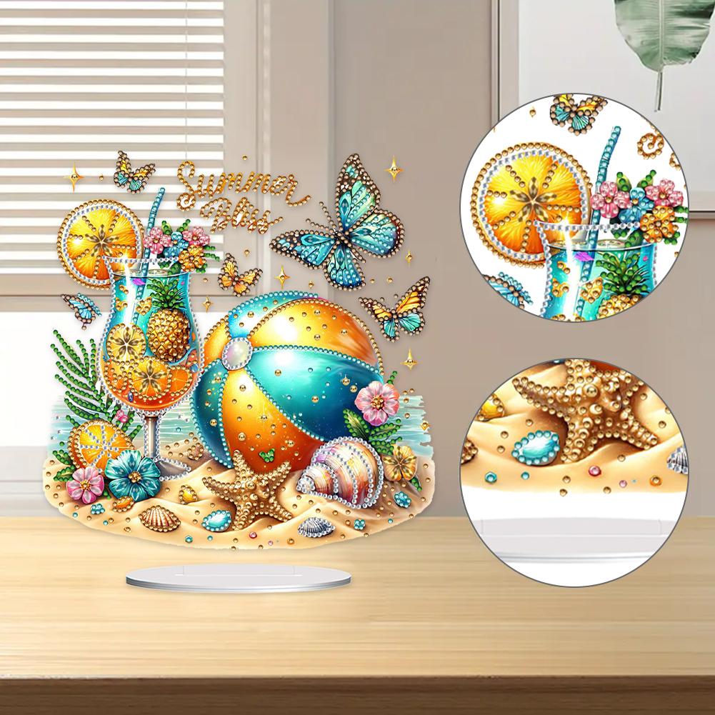Acrylic Special Shape Cactus Diamond Painting Tabletop Ornaments Kit 5D DIY Diamond Art Tabletop Decorations Bedroom Table Decor