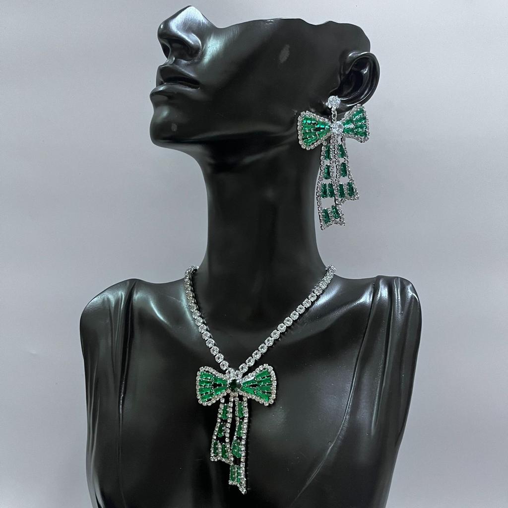 Korean Bow Necklace Ins Full Diamond Tassel Temperament Light Luxury Rhinestone Simple Neck Chain Collarbone Chain Fashion Jewelry