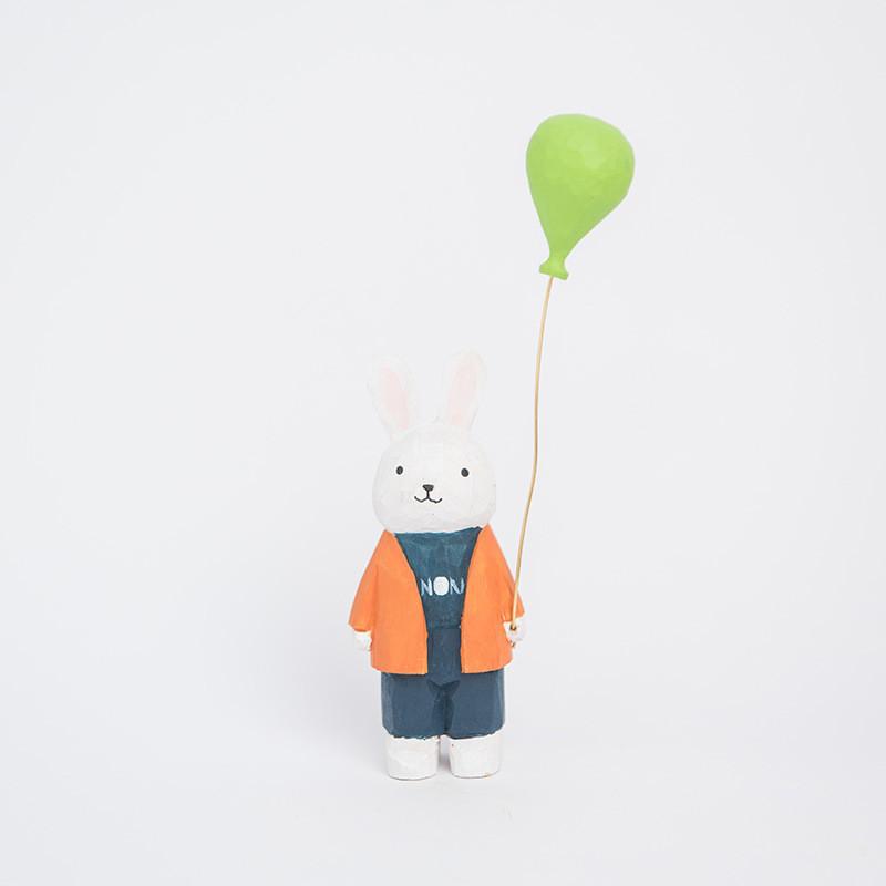 

Modern Minimalist Wooden Bunny Decor With Balloon Figurine For Home Office And Gift Giving